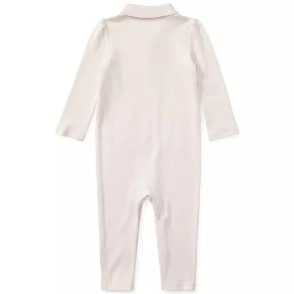 Ralph Lauren Baby Girls Long-Sleeve Polo Coverall, 6 mo, MSRP $40, delicate pink
